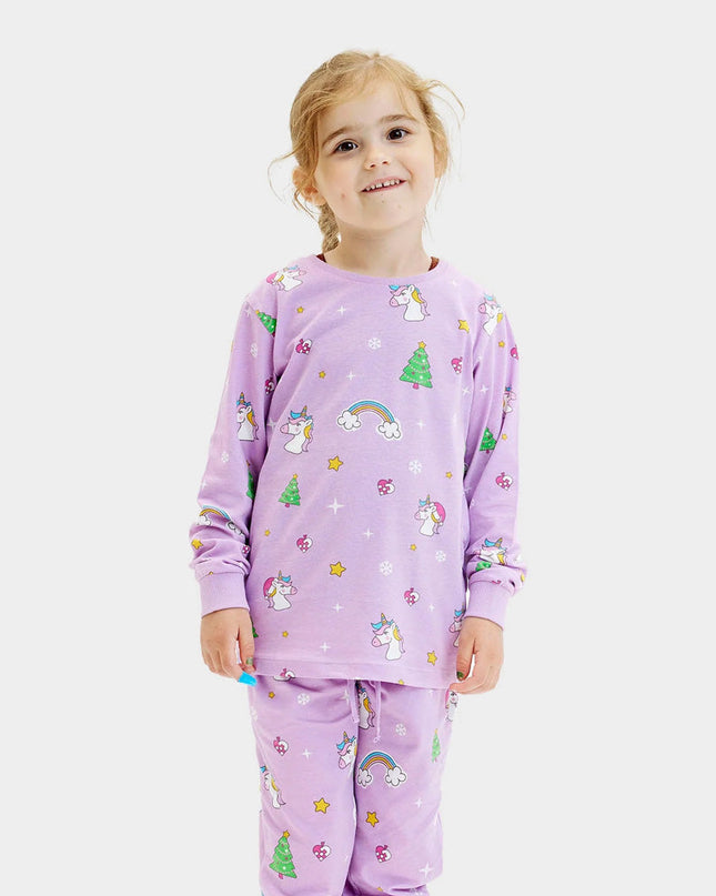 Pyjamas de Noël pour enfants avec des licornes pour des fêtes amusantes