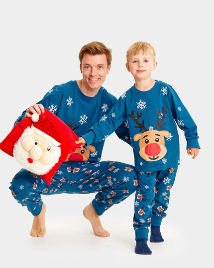 Pyjama de Noël bleu pour enfants avec Rudolph le renne
