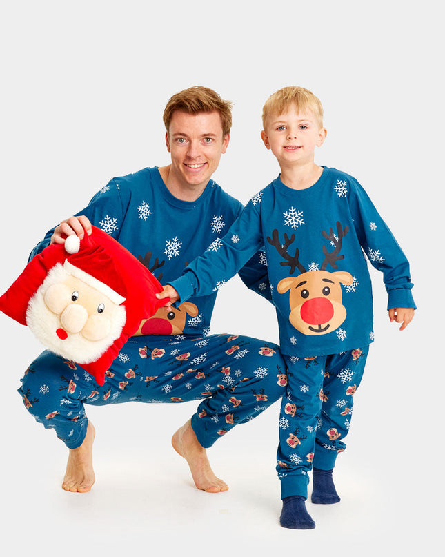 Pyjama de Noël bleu pour enfants avec Rudolph le renne