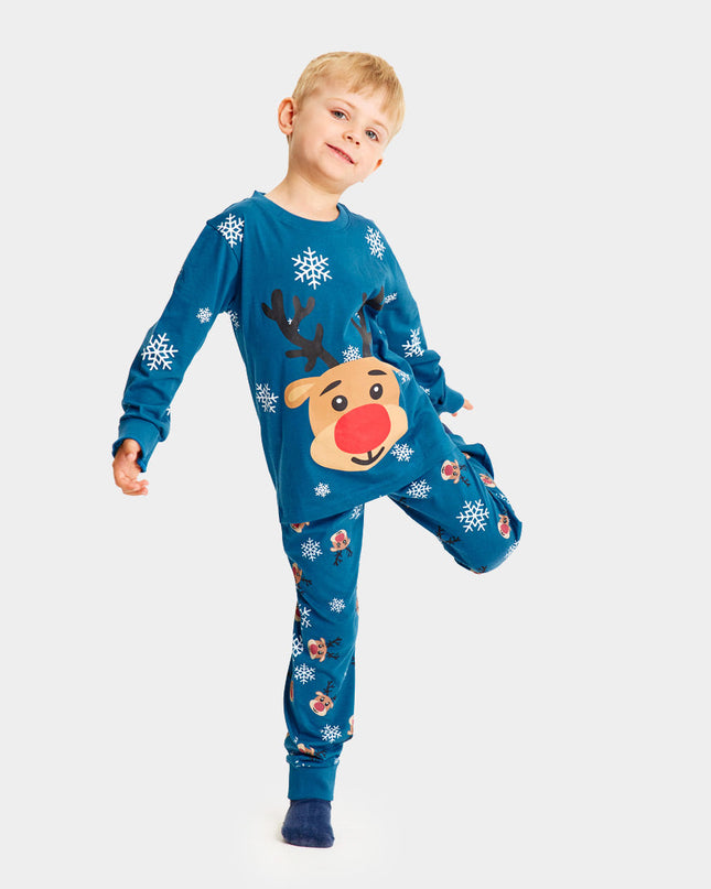 Pyjama de Noël bleu pour enfants avec Rudolph le renne