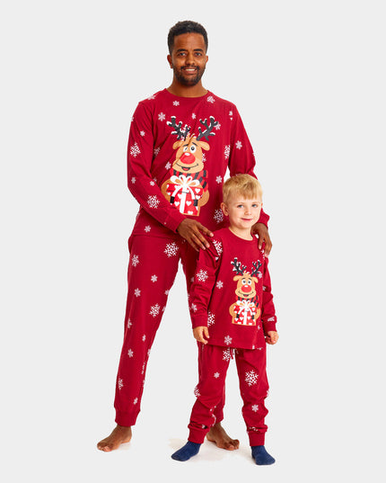 Pyjama de Noël rouge pour enfants avec Rudolph le renne