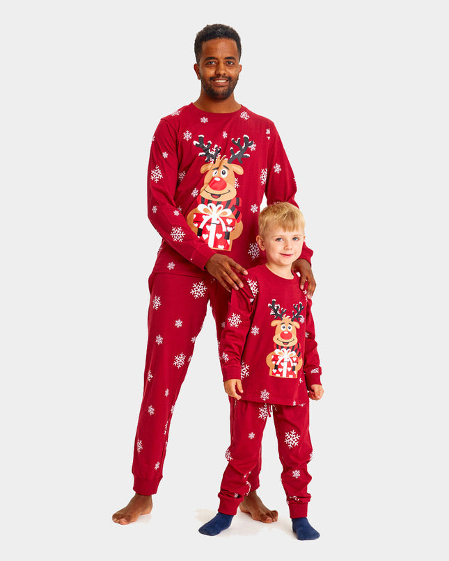 Pyjama de Noël rouge pour enfants avec Rudolph le renne