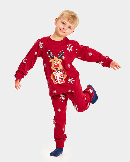Pyjama de Noël rouge pour enfants avec Rudolph le renne