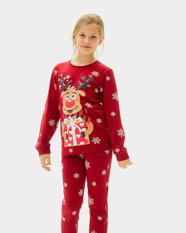 Pyjama de Noël rouge pour enfants avec Rudolph le renne