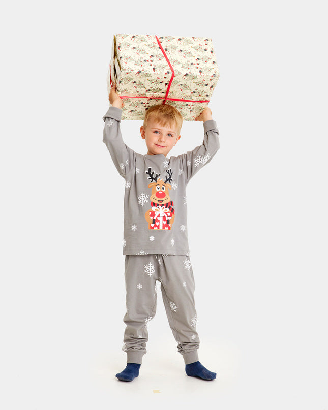 Pyjama de Noël gris pour toute la famille avec Rudolph le renne