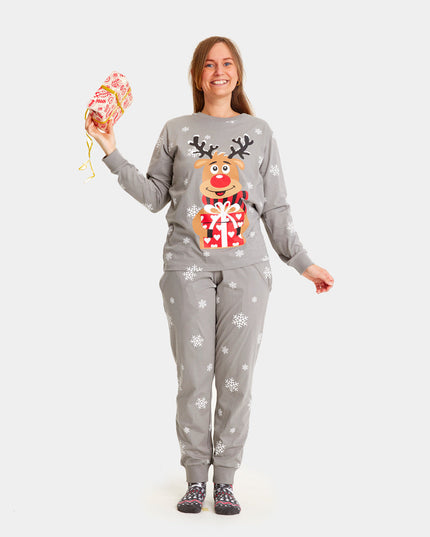 Pyjama de Noël gris pour toute la famille avec Rudolph le renne