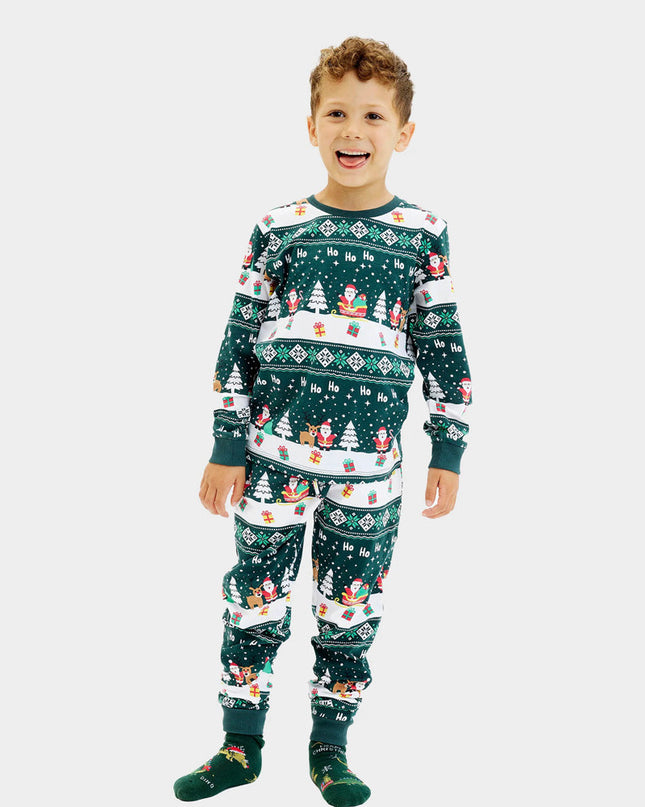 Pyjamas de Noël pour toute la famille, couleur vert joyeux
