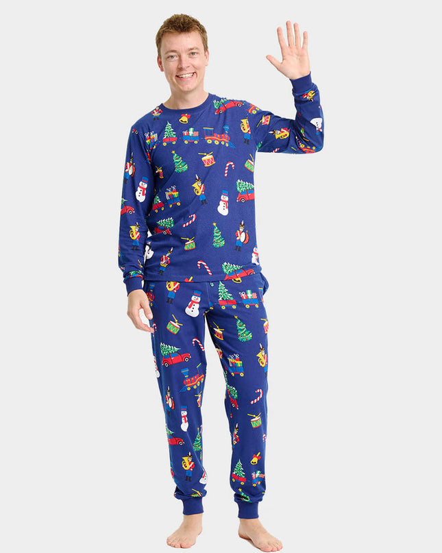 Pyjamas de Noël pour toute la famille avec motifs de jouets de Noël