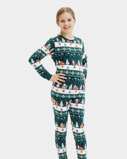 Pyjamas de Noël pour toute la famille, couleur vert joyeux
