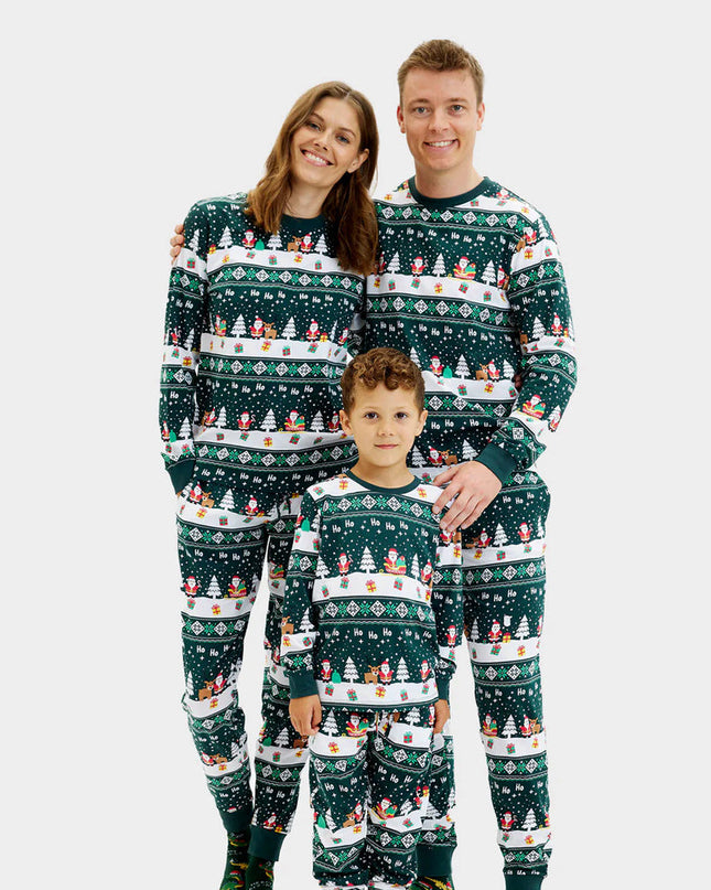 Pyjamas de Noël pour toute la famille, couleur vert joyeux