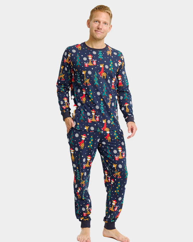 Pyjamas de Noël pour toute la famille avec motifs de girafes