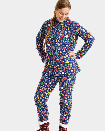 Pyjama de Noël unisexe adulte bleu à motifs festifs