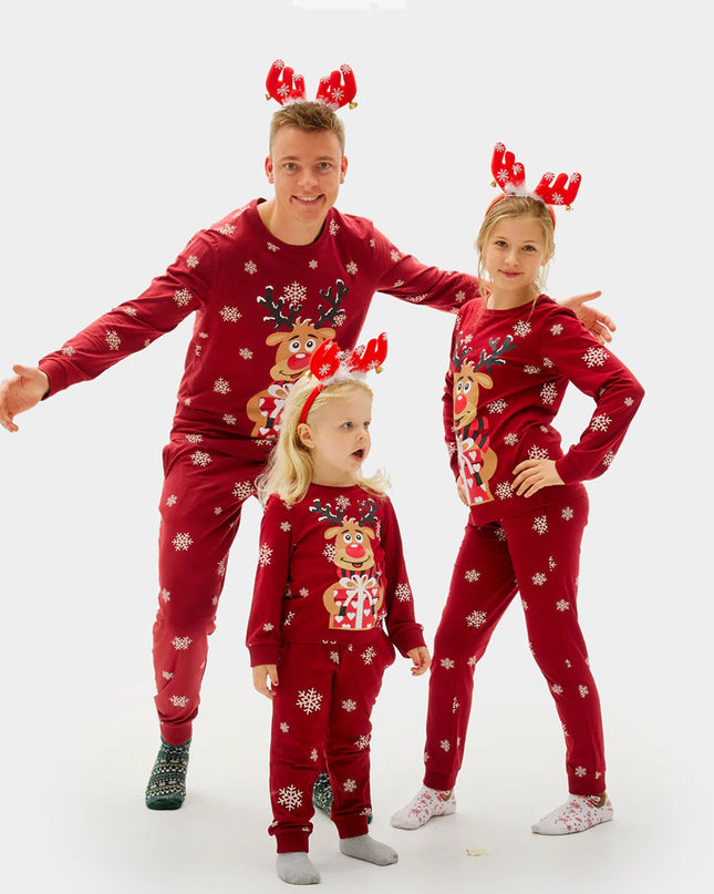 Pyjama de Noël unisexe adulte rouge avec Rudolph le renne