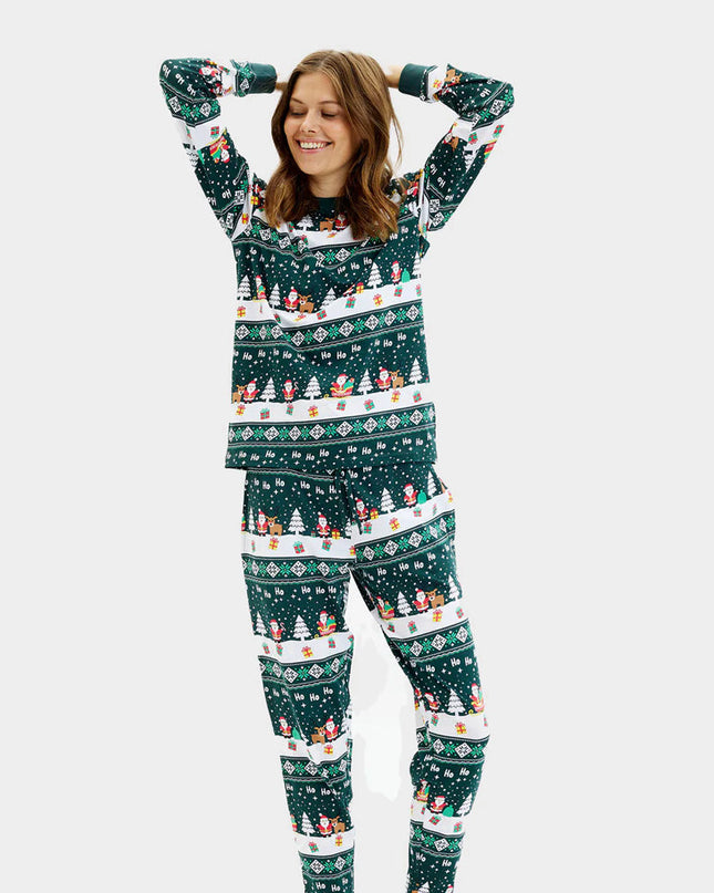 Unisex Adult Christmas Pajamas in Green Merry Christmas
