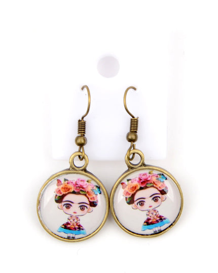 Boucles d'oreilles moyennes - Frida Kahlo IV | Boucles d'oreilles de fête pour femmes