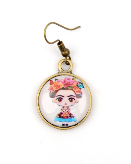 Boucles d'oreilles moyennes - Frida Kahlo IV | Boucles d'oreilles de fête pour femmes