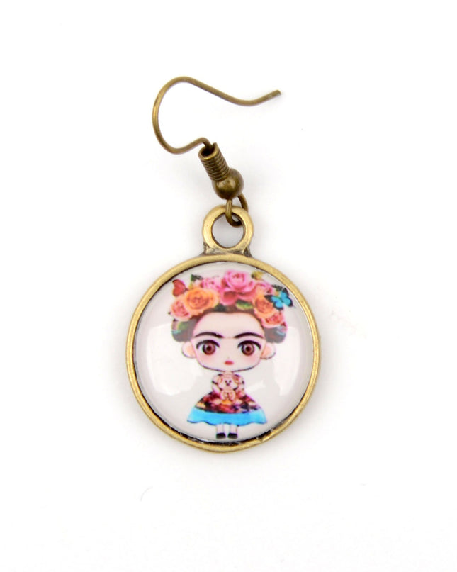 Boucles d'oreilles moyennes - Frida Kahlo IV | Boucles d'oreilles de fête pour femmes
