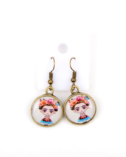 Boucles d'oreilles moyennes - Frida Kahlo IV | Boucles d'oreilles de fête pour femmes