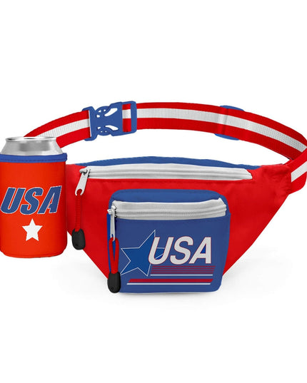 Red USA Fanny Pack w/ Drink Holder