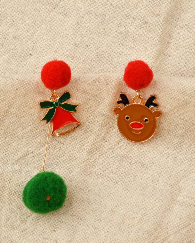 Boucles d'oreilles de Noël - Modèle Rudolf et Clochette
