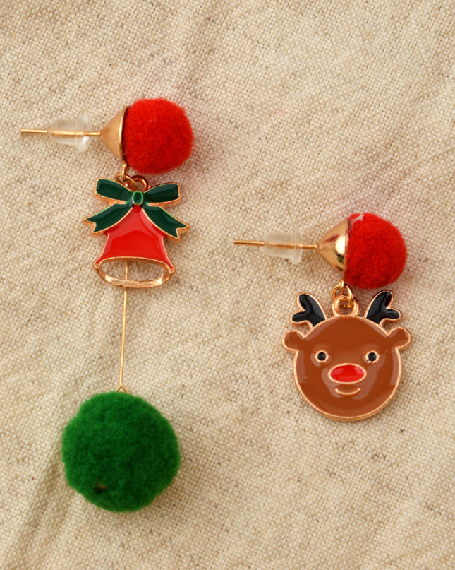 Boucles d'oreilles de Noël - Modèle Rudolf et Clochette