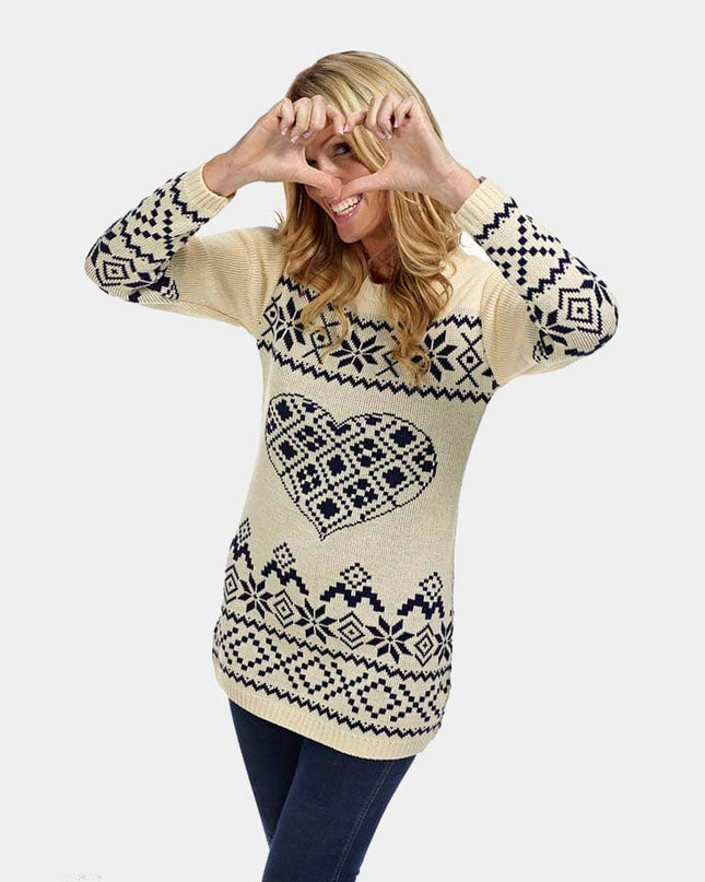 Robe de Noël beige à cœur