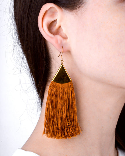 Boucles d'oreilles à franges - Accessoire de Noël marron