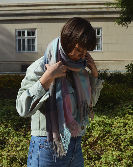 Écharpe à carreaux | Menthe - Rose | Accessoires pour tous