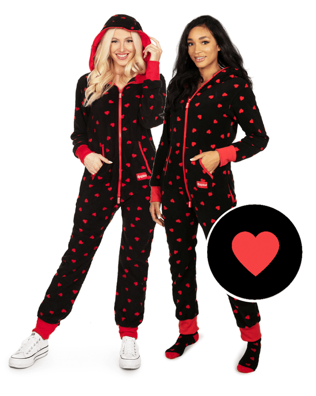 Matching Hearts on Fire Couples Jumpsuits