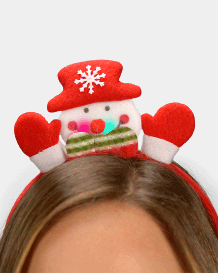 Serre-tête bonhomme de neige à LED - Accessoire de Noël lumineux