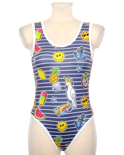 Maillot de bain une pièce orné de symboles uniques pour enfants et adultes
