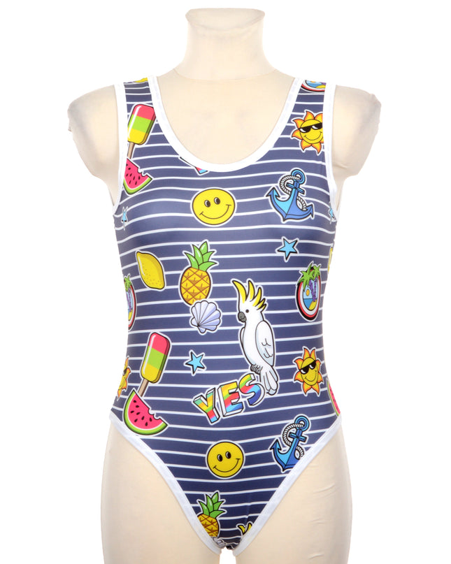 Maillot de bain une pièce orné de symboles uniques pour enfants et adultes