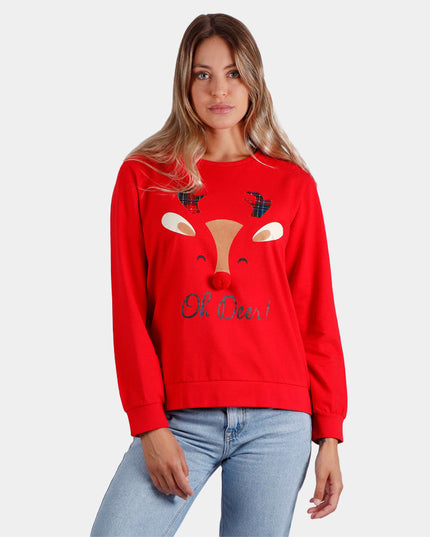 Sweat-shirt de Noël pour femme « Oh Deer » | Soldes Happy Hoodies Outlet