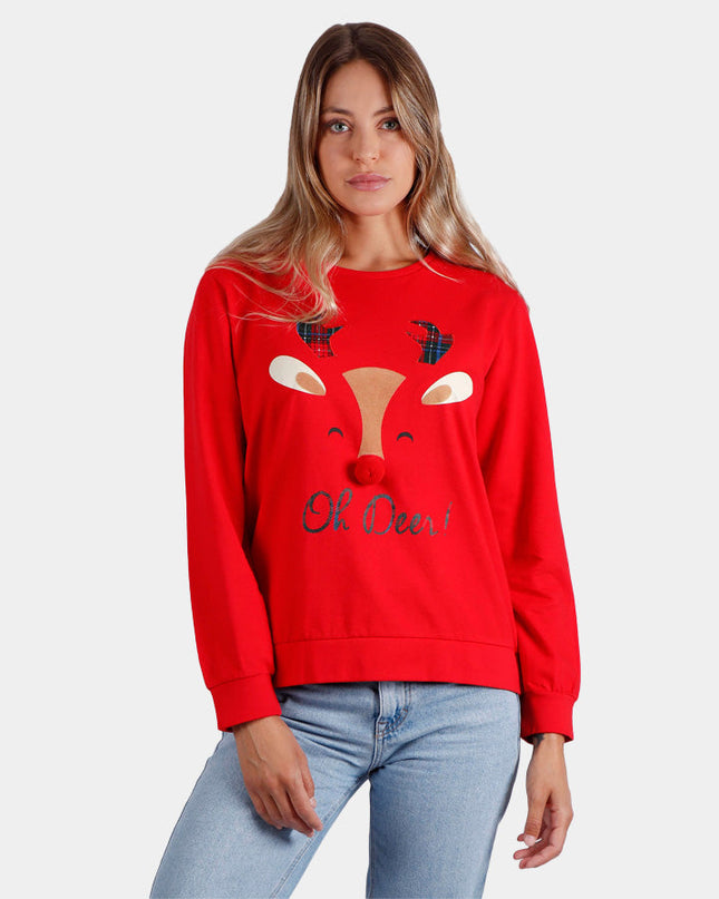 Sweat-shirt de Noël pour femme « Oh Deer » | Soldes Happy Hoodies Outlet