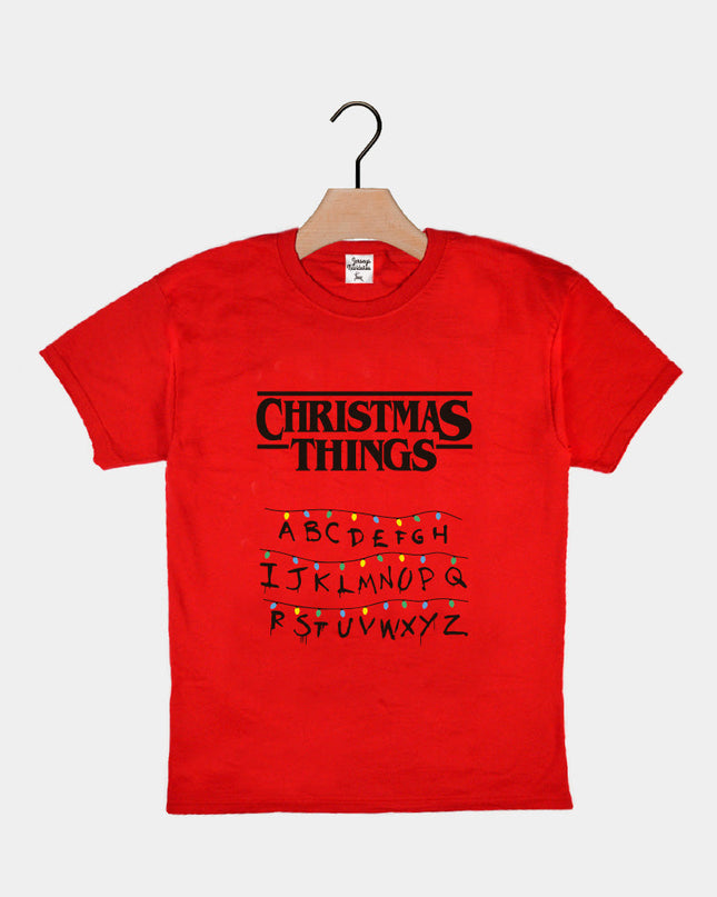 T-shirt rouge de Noël pour enfants avec motifs de Noël