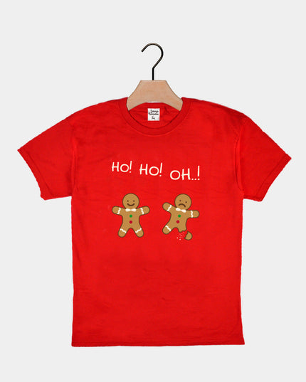 T-shirt de Noël rouge pour enfants avec un bonhomme en pain d'épice