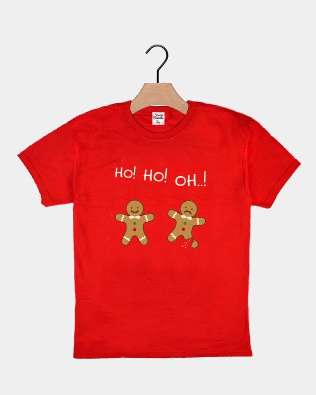 T-shirt de Noël rouge pour enfants avec un bonhomme en pain d'épice