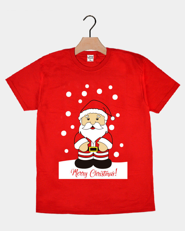 T-shirt rouge de Noël pour toute la famille avec le Père Noël
