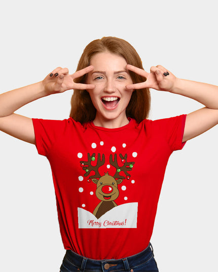 T-shirt de Noël rouge pour toute la famille avec Rudolph le renne