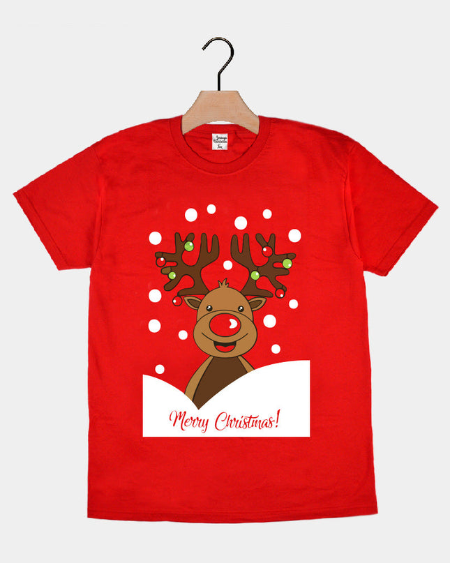 T-shirt de Noël rouge pour toute la famille avec Rudolph le renne