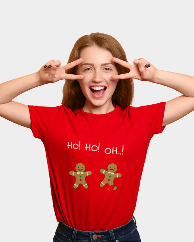 T-shirt rouge de Noël pour hommes et femmes, motif pain d'épice