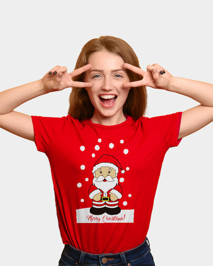 T-shirt rouge de Noël pour hommes et femmes avec le Père Noël