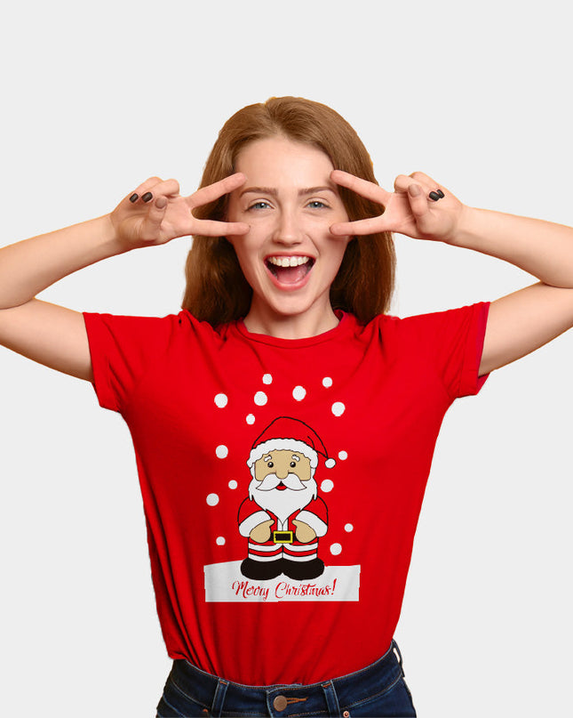 T-shirt rouge de Noël pour hommes et femmes avec le Père Noël
