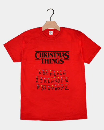 T-shirt rouge de Noël pour hommes et femmes avec motifs de Noël