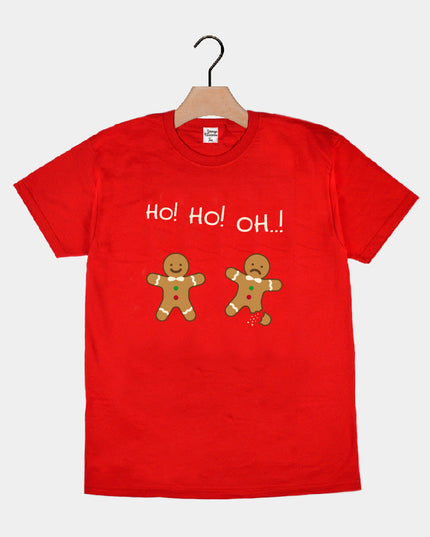 T-shirt rouge de Noël pour hommes et femmes, motif pain d'épice
