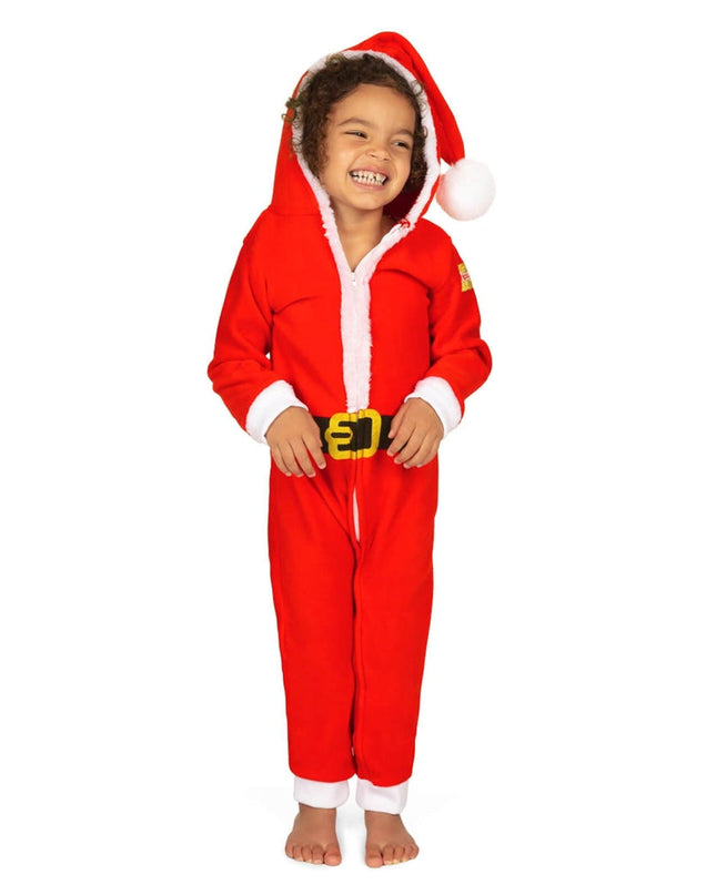 Toddler Girl's Santa Jumpsuit With Fur