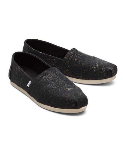 Pantoufles TOMS Alpargata en lin métallisé noir