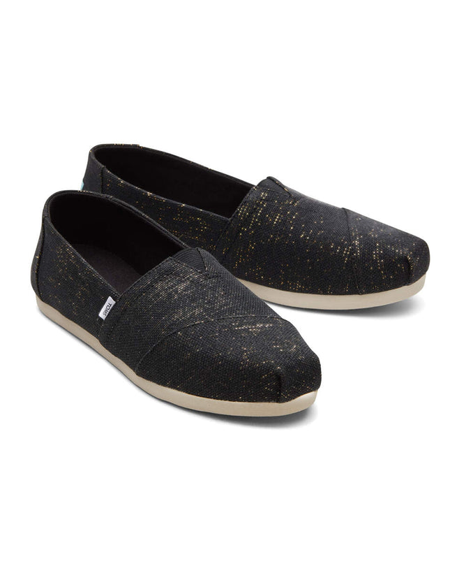 Pantoufles TOMS Alpargata en lin métallisé noir