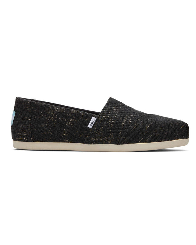 Black Metallic Linen Alpargata Slippers by TOMS