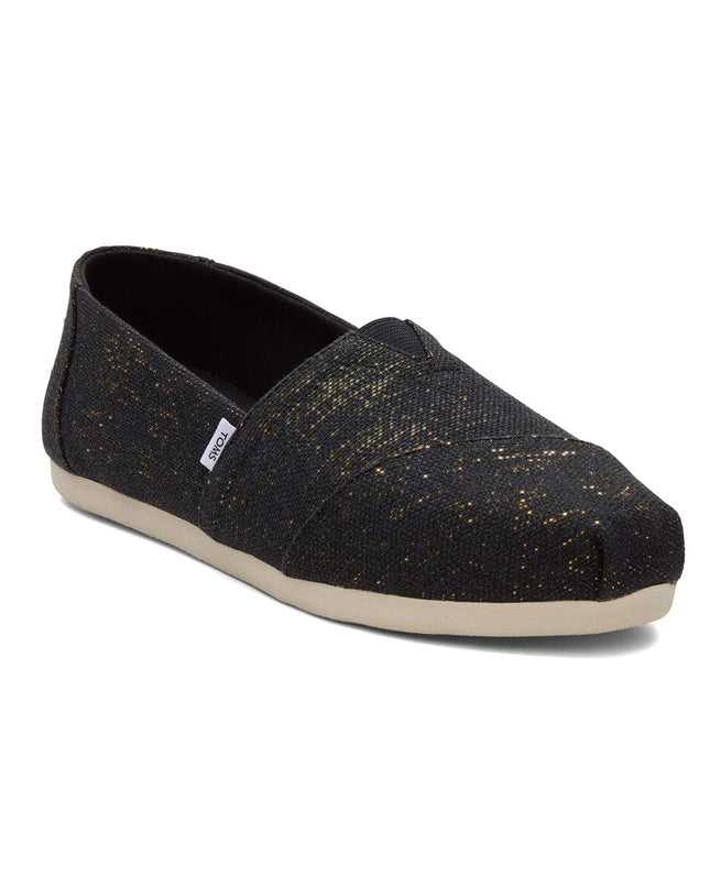 Pantoufles TOMS Alpargata en lin métallisé noir